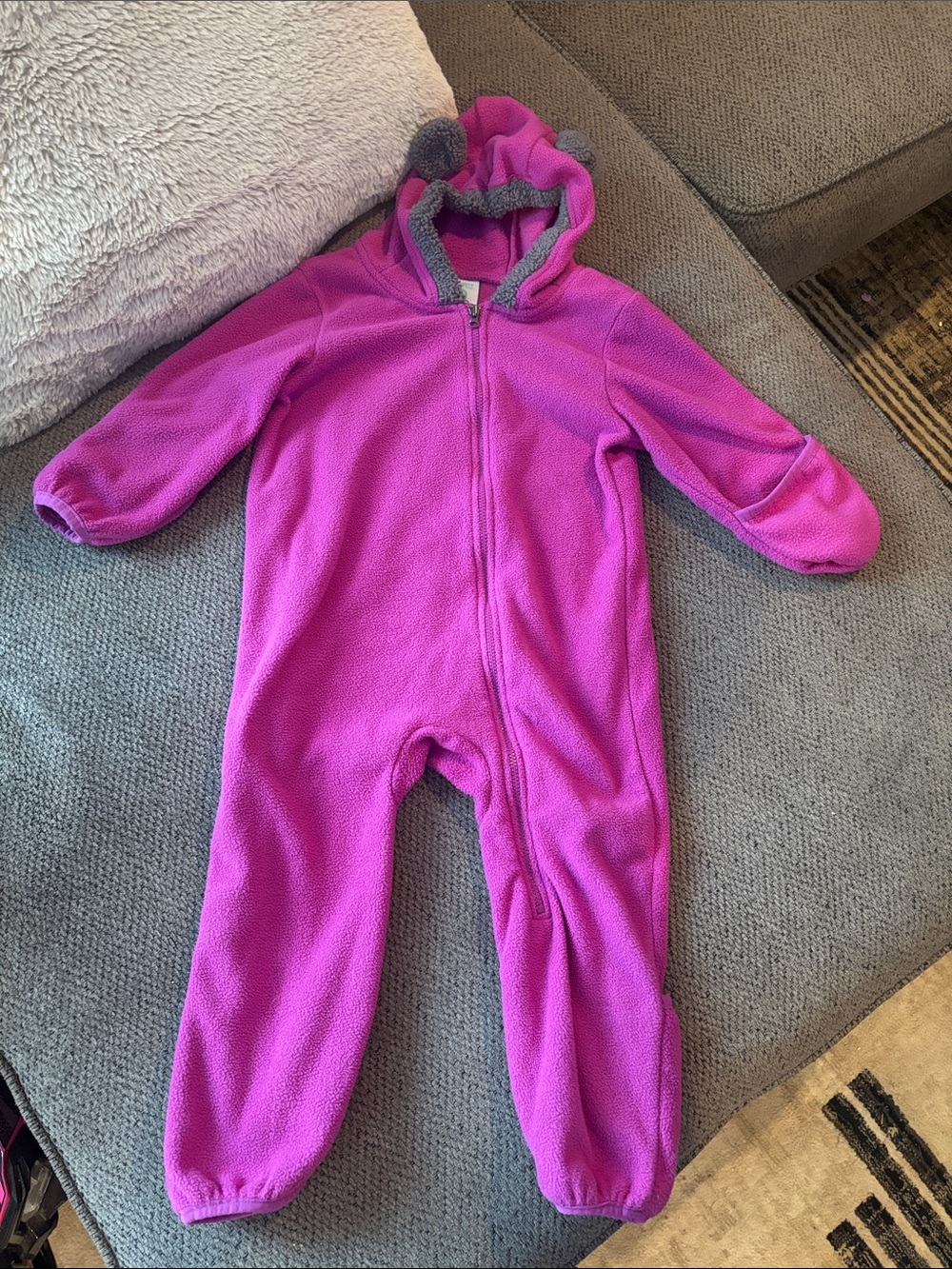 Purple Fleece One-Piece - Bear snowsuit